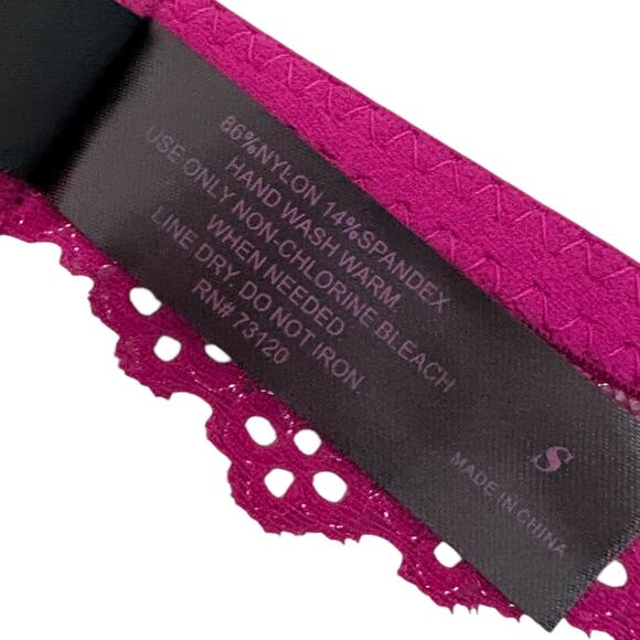 Fredericks of Hollywood Barbiecore Triangle Lace Bralette Bra Pink S NWT - Picture 7 of 7